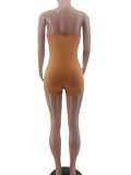 Orange Sexy Ribbed Washed Faded Camisole Jumpsuit