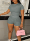 Light Grey Sexy Solid Color Threaded Two-piece Set