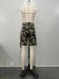 Accordion Multi-Pocket Camo Cargo Shorts