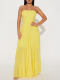 Yellow Sexy Tube Top Loose Casual Dress