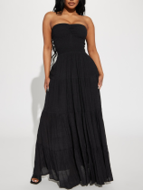 Black Sexy Tube Top Loose Casual Dress