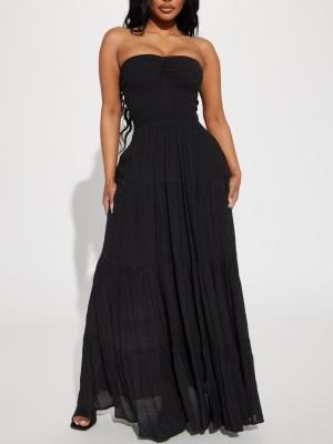 Black Sexy Tube Top Loose Casual Dress