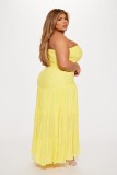 Yellow Sexy Tube Top Loose Casual Dress