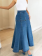 Blue Denim Washed High Waist Skirt