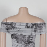 Sexy One-shoulder Printed Sleeveless Stretch Hip Dress