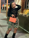 Accordion Multi-Pocket Camo Cargo Shorts
