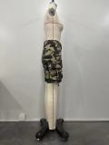 Accordion Multi-Pocket Camo Cargo Shorts