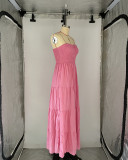 Rose Red Sexy Tube Top Loose Casual Dress