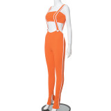 Sexy Striped Tube Top And Suspender Trousers Casual Two-Piece Set
