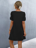 Black Casual Chain Hollow Short-sleeved Dress