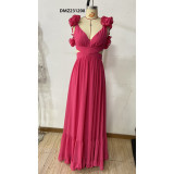 Red Sexy Chiffon Backless Criss-cross Pleated Dress
