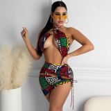 Sexy Personalized Slim-fitting Printed Dress