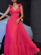 Red Sexy Chiffon Backless Criss-cross Pleated Dress