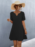 Black Casual Chain Hollow Short-sleeved Dress