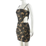Sling Stretch Camouflage Hollow Sexy Strap Bag Hip Dress