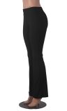 Black Thin High Waist Tight Stretch Peach Butt Fitness Running Flare Pants