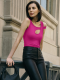 Rose Red Solid Color Sleeveless Tight Hollow Sexy Irregular Top