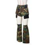 Casual Camouflage Print Patchwork Tight Shorts (Legs Included)