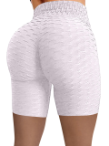 White High-Waisted Sport Jacquard Bubble Pineapple Check Yoga Stretch Shorts
