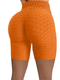 Orange High-Waisted Sport Jacquard Bubble Pineapple Check Yoga Stretch Shorts