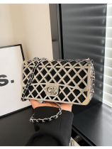 Silver Fashionable Hollow Women's Crossbody Metal Bag