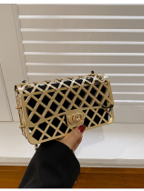 Golden Fashionable Hollow Women's Crossbody Metal Bag