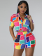 Casual Printed Short-Sleeved Shirt And Shorts Two-Piece Set