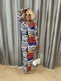 Fashion Printed Mesh See-through Printed Dress