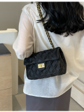 Black Chain Soft Leather Fashionable Versatile Shoulder Bag Messenger Bag