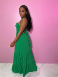 Green Sexy Halter Backless Slim Fit Dress