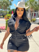 Black Sexy Stretch Denim New Jumpsuit