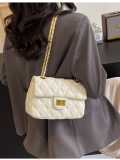 White Chain Soft Leather Fashionable Versatile Shoulder Bag Messenger Bag