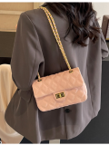 Pink Chain Soft Leather Fashionable Versatile Shoulder Bag Messenger Bag