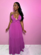 Purple Sexy Halter Backless Slim Fit Dress