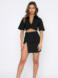 Black Sexy Navel-Baring Fashionable Slit High Waist Dress