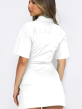 White Sexy Navel-Baring Fashionable Slit High Waist Dress