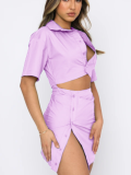 Purple Sexy Navel-Baring Fashionable Slit High Waist Dress