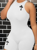 White Stylish Sexy Letter Print Jumpsuit