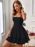 Black Sexy Backless Bow Tie Suspender Dress
