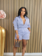 Blue Fashion Casual Striped Button Lapel Two-piece Suit