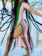 Summer Short-Sleeved Striped Color-Blocked Slit Dress
