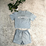 Grey Fashionable Casual Loose Short-sleeved Two-piece Set