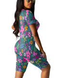 Fashion O-Neck Printed Casual Two-Piece Suit