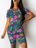 Fashion O-Neck Printed Casual Two-Piece Suit