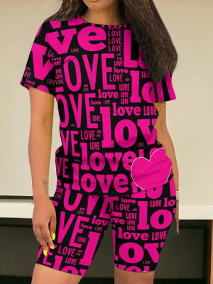 Summer Round Neck Casual Printed Two-Piece Suit
