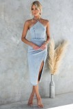 Fashionable Halterneck Sexy Style Denim Dress