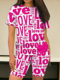 Summer Round Neck Casual Printed Two-Piece Suit