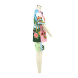 Printed Color Matching Holiday Leisure Two-Piece Suit