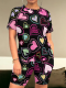 Summer Round Neck Casual Printed Two-Piece Suit