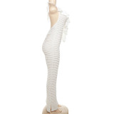 White Sexy Backless Tight Lace-Up Halter Neck Jumpsuit